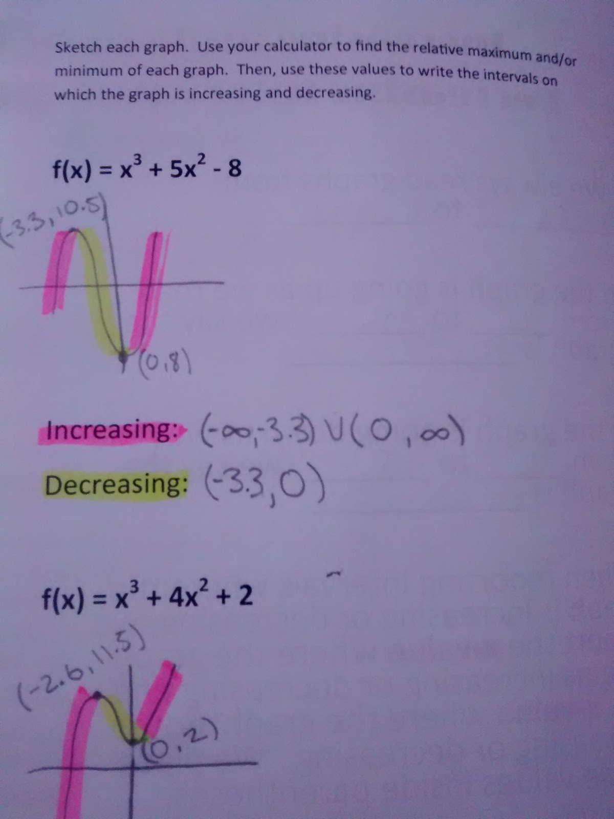 Increasing and decreasing intervals notes. 