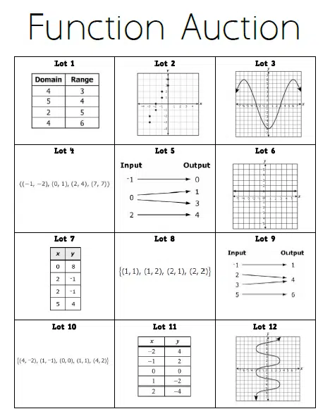 function auction catalog with lines. 