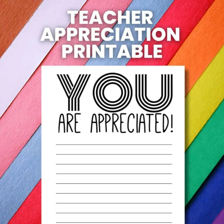 teacher appreciation free printable "You are appreciated!"