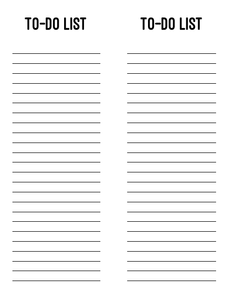 Printable To Do List - Two to a Page 