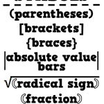 list of grouping symbols.
