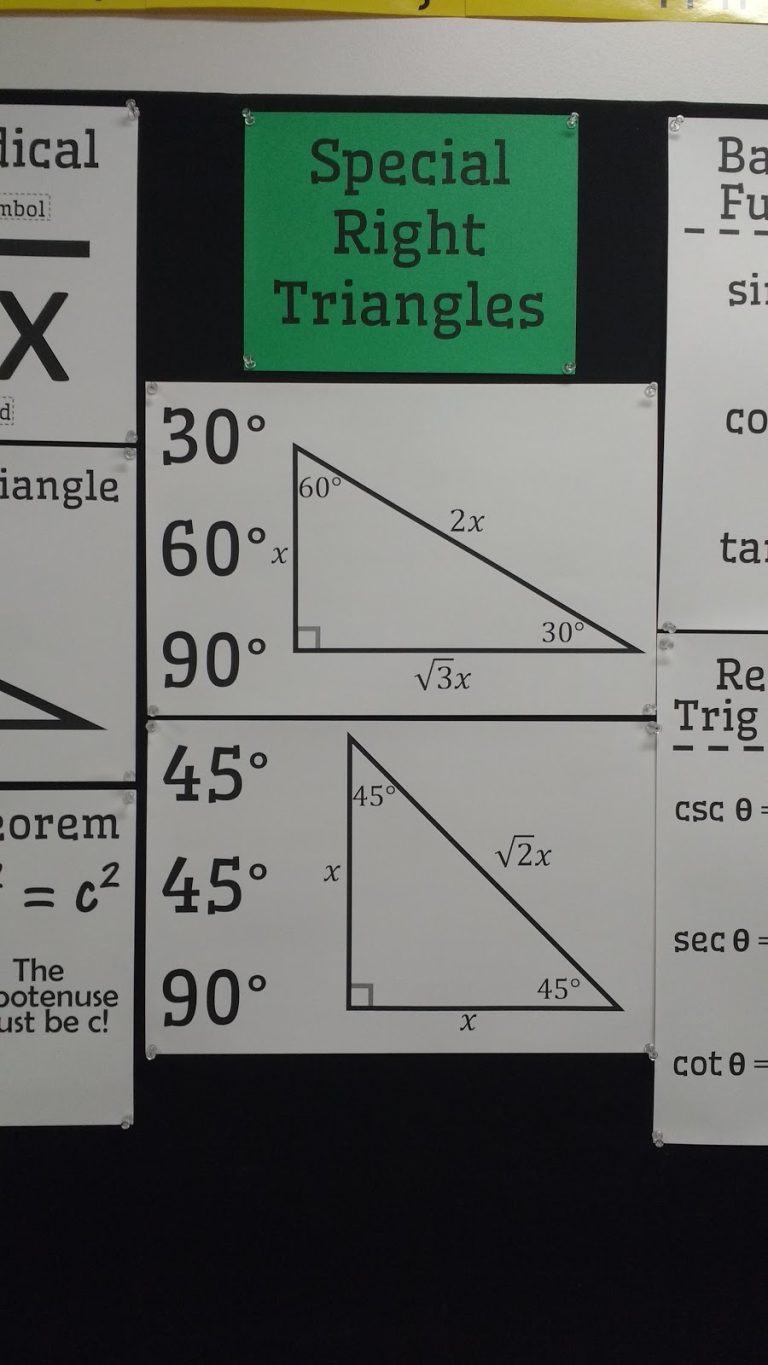 special right triangle geometry posters.