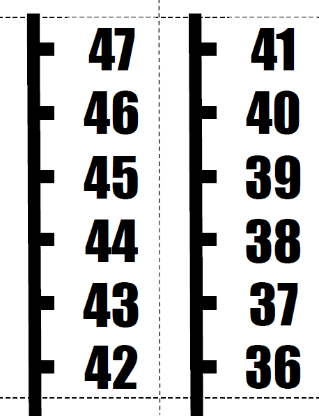 vertical number line poster printable pdf page showing 36-47