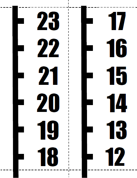 vertical number line poster printable pdf page showing 12-23