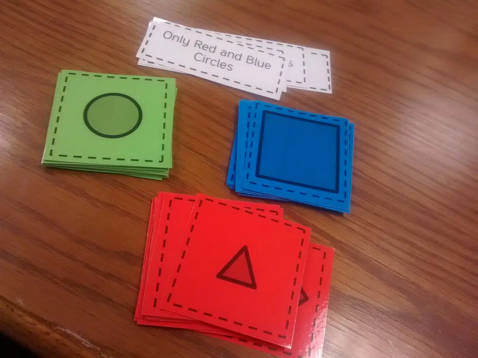 colored cards for guess my rule activity. 