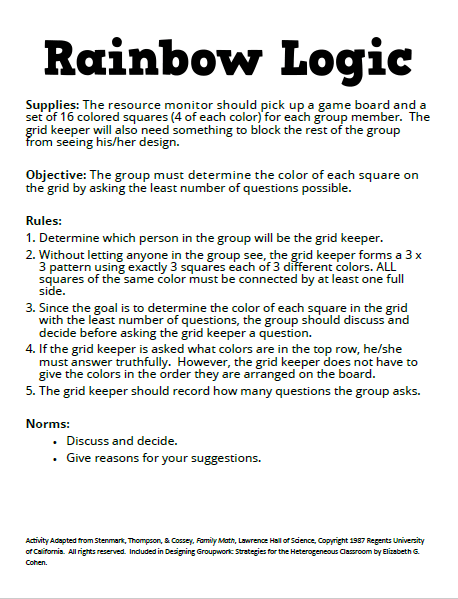 Rainbow Logic Instructions
