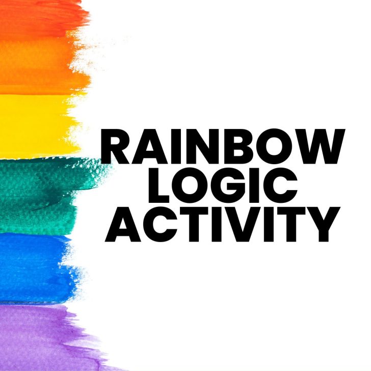 rainbow logic activity next to rainbow paint colors