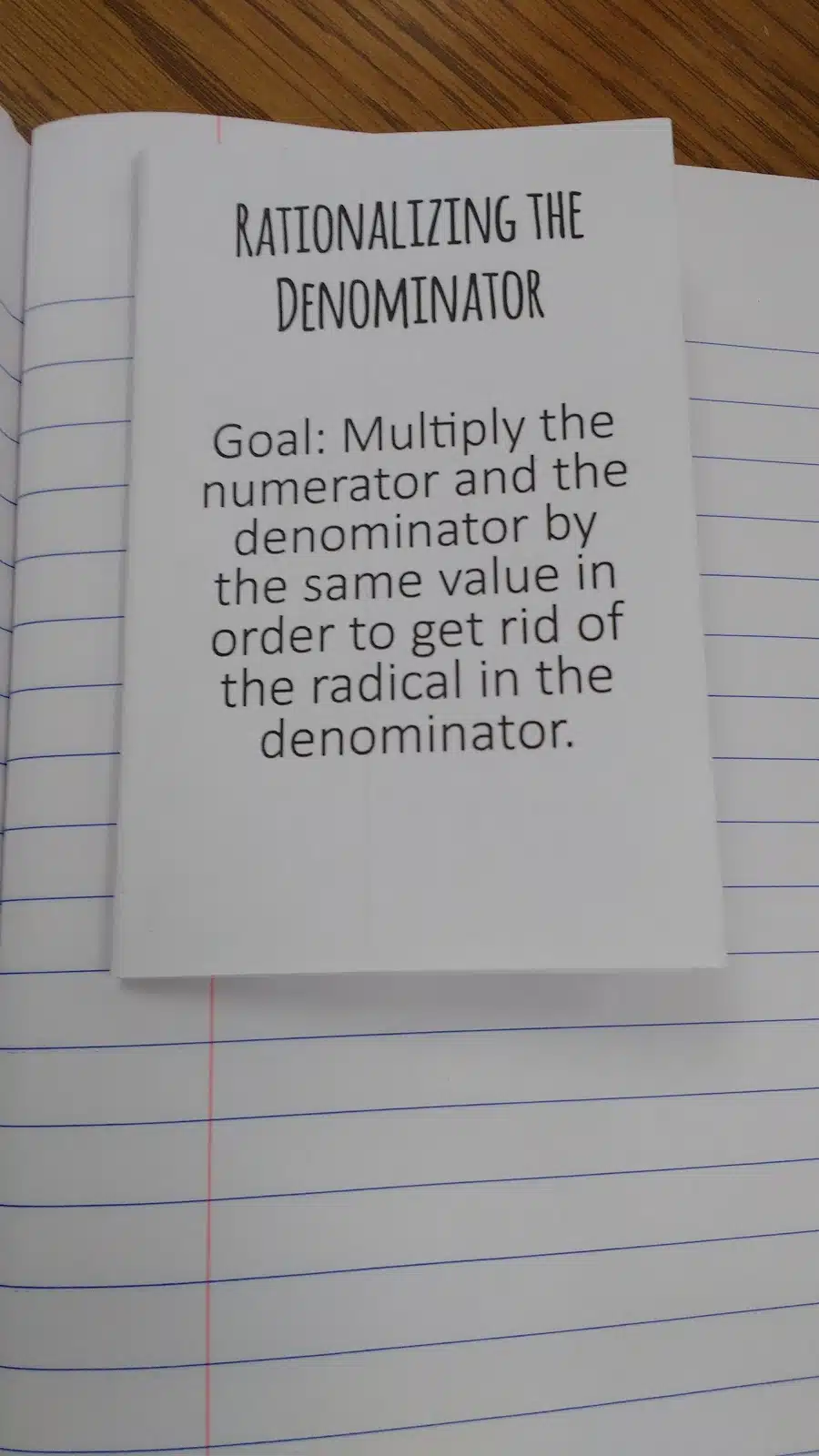 Rationalizing the Denominator Practice Book