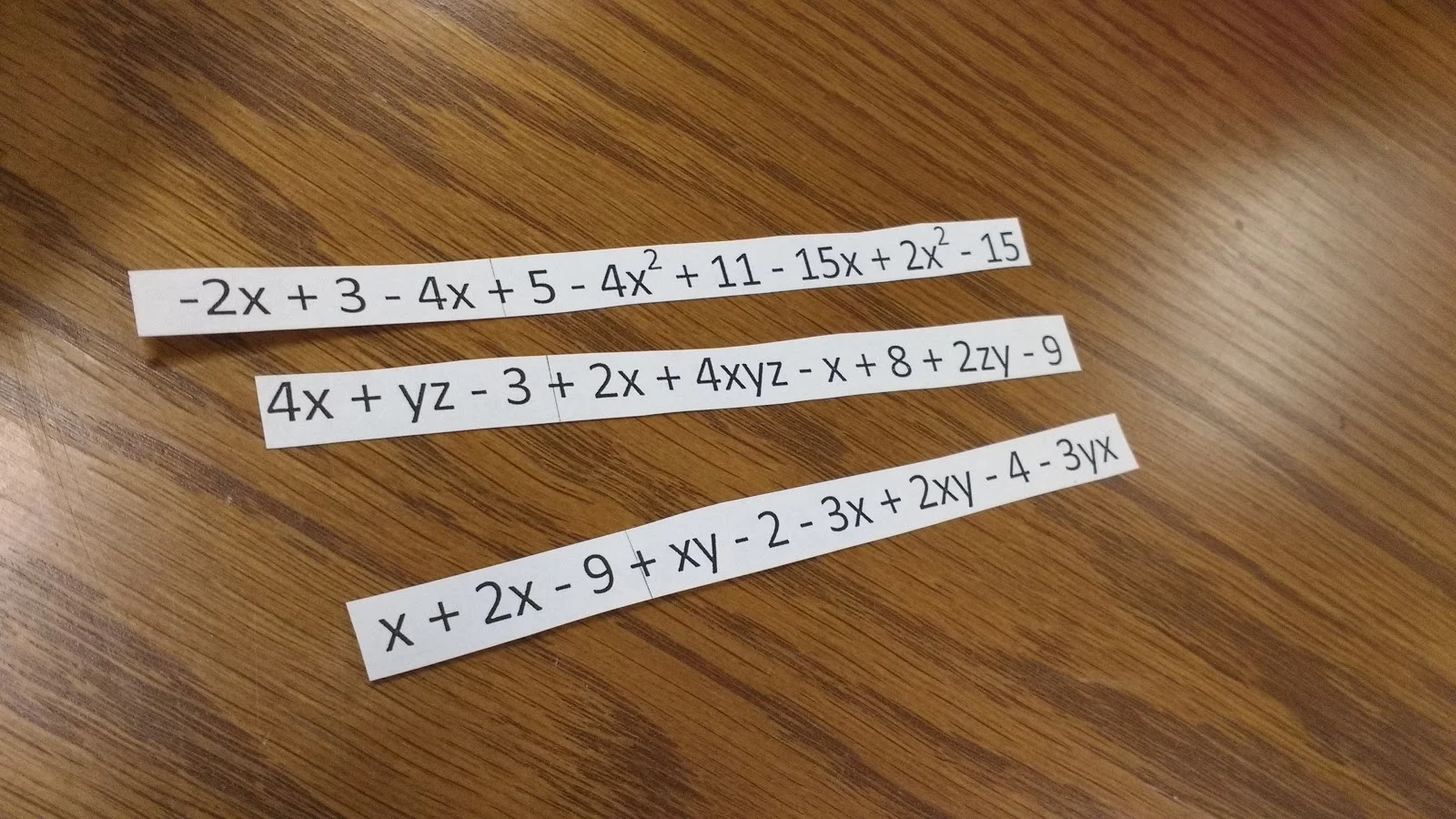 Combining Like Terms Cut and Paste Activity Strips