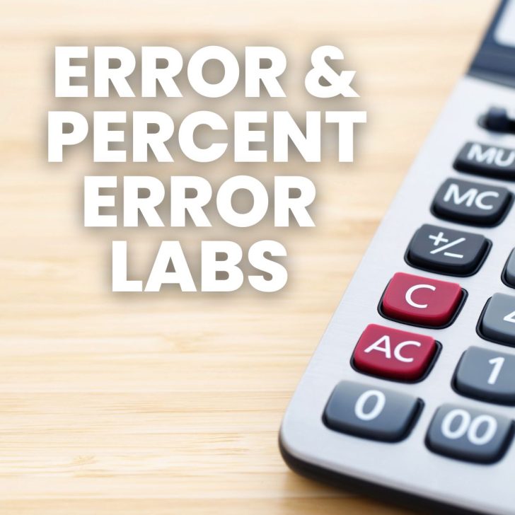 error and percent error labs text with calculator in background