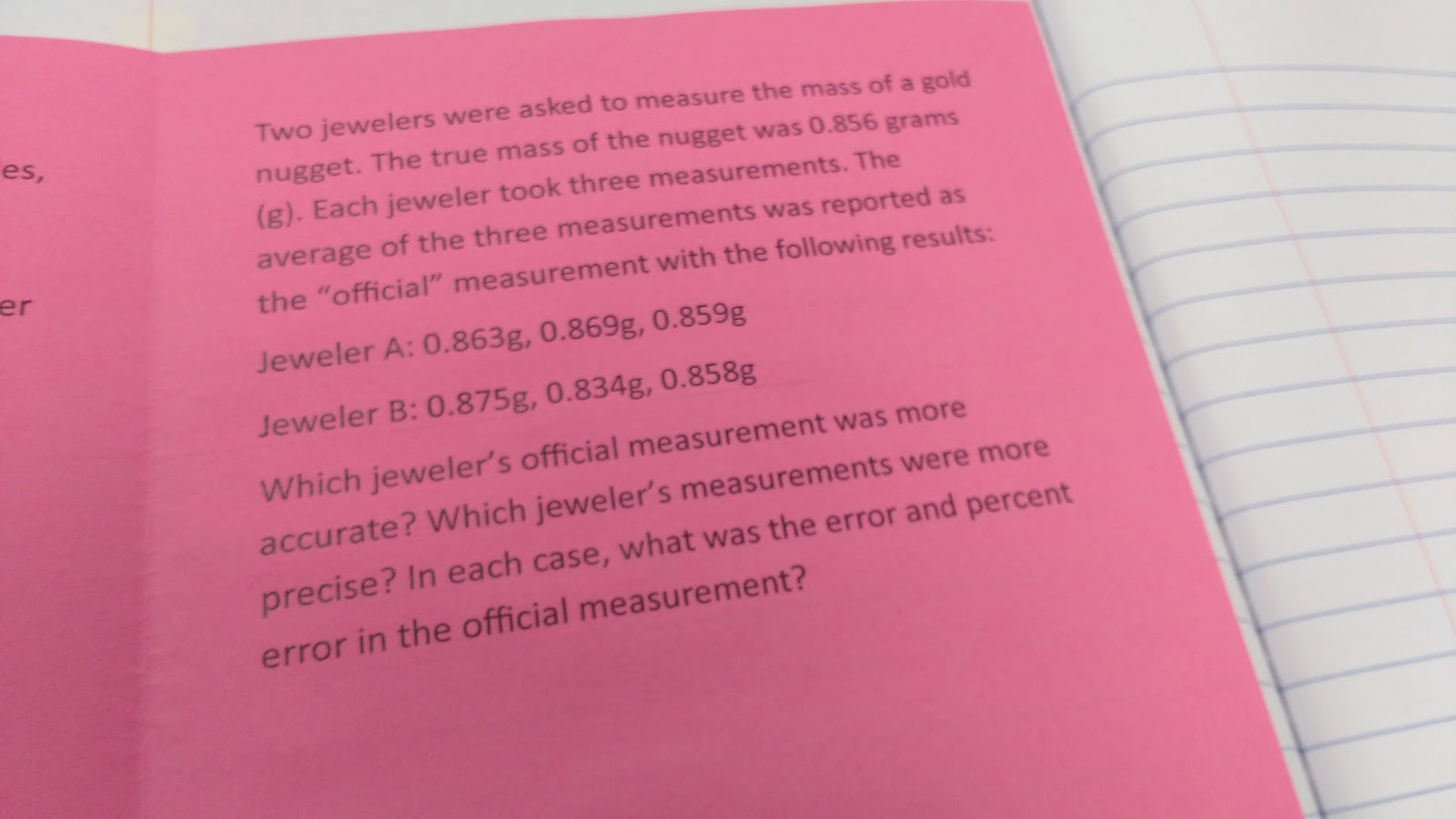 error and percent error foldable physical science