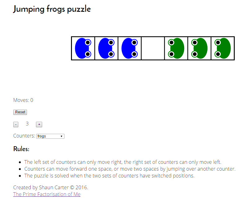 Jumping Frogs Puzzle 