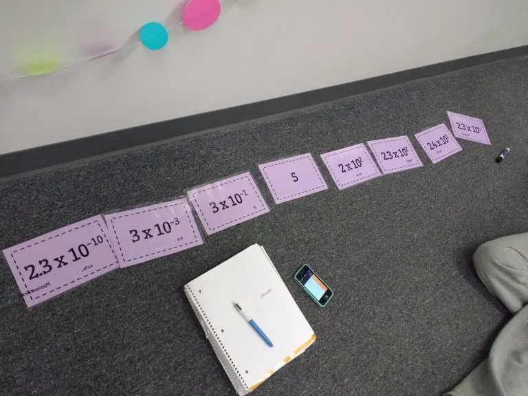 scientific notation ordering cards activity 
