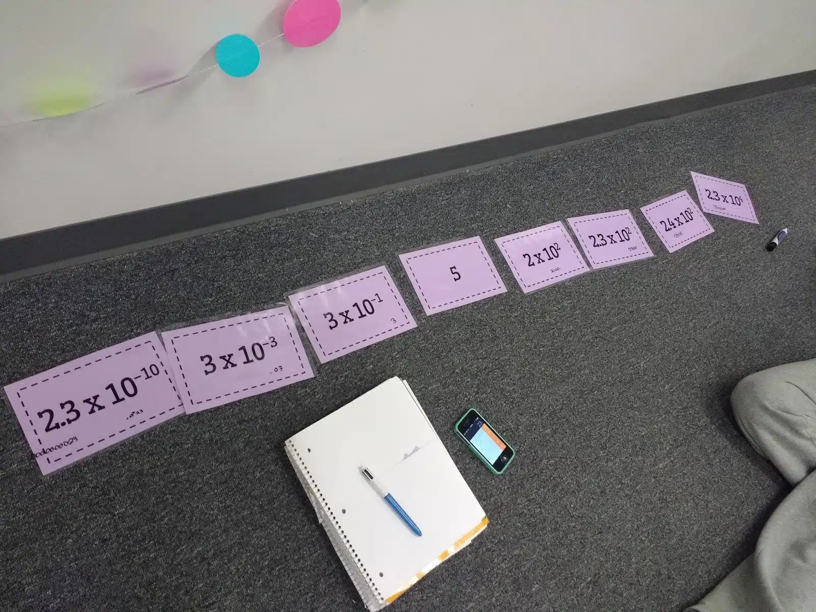 scientific notation ordering cards activity math