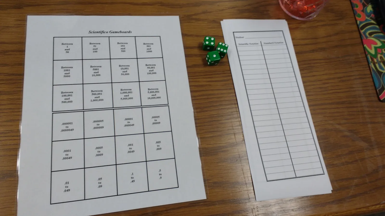 scientifico - a bingo style game for practicing scientific notation activity math science