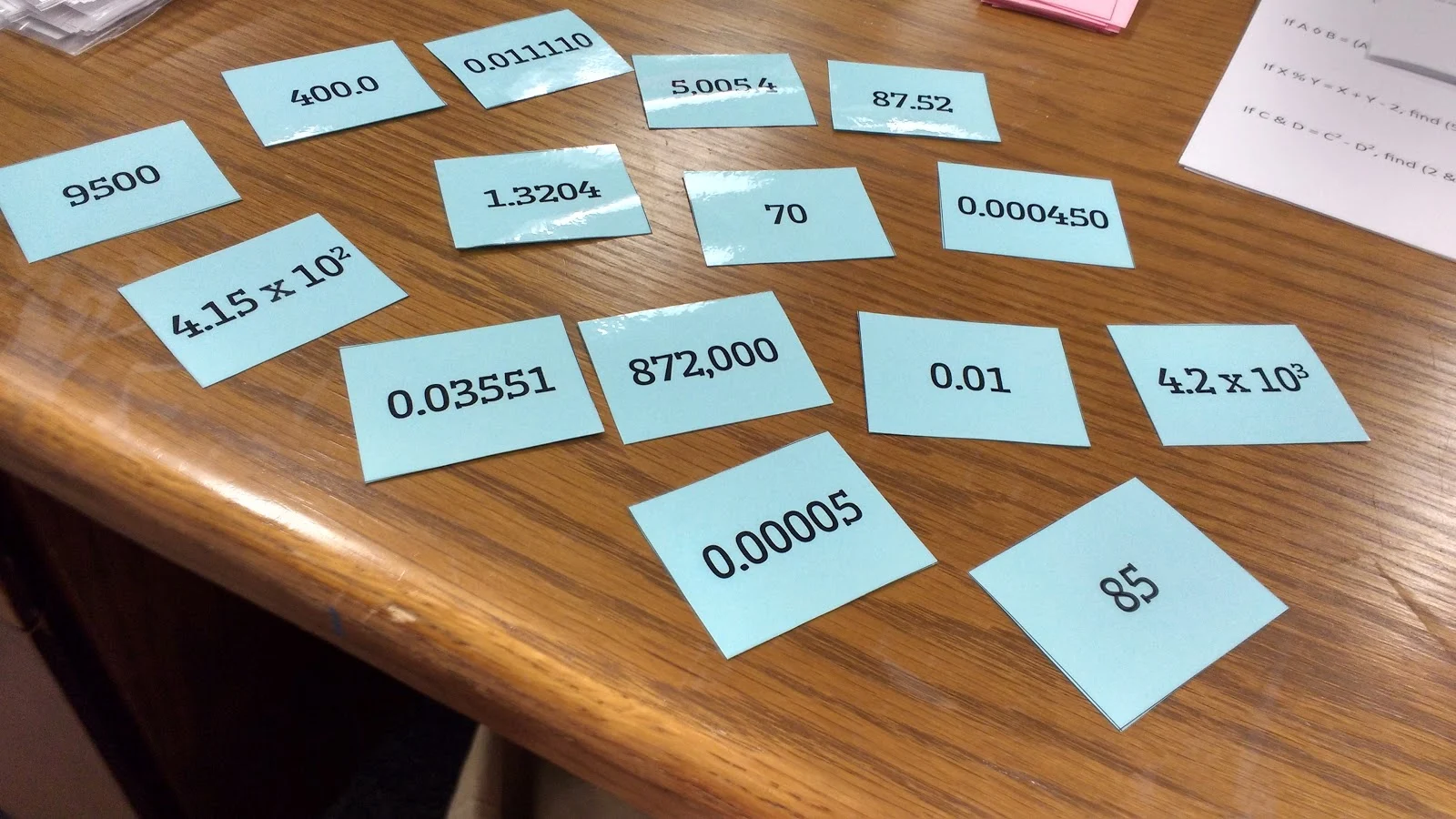 Significant Figures Ordering Cards