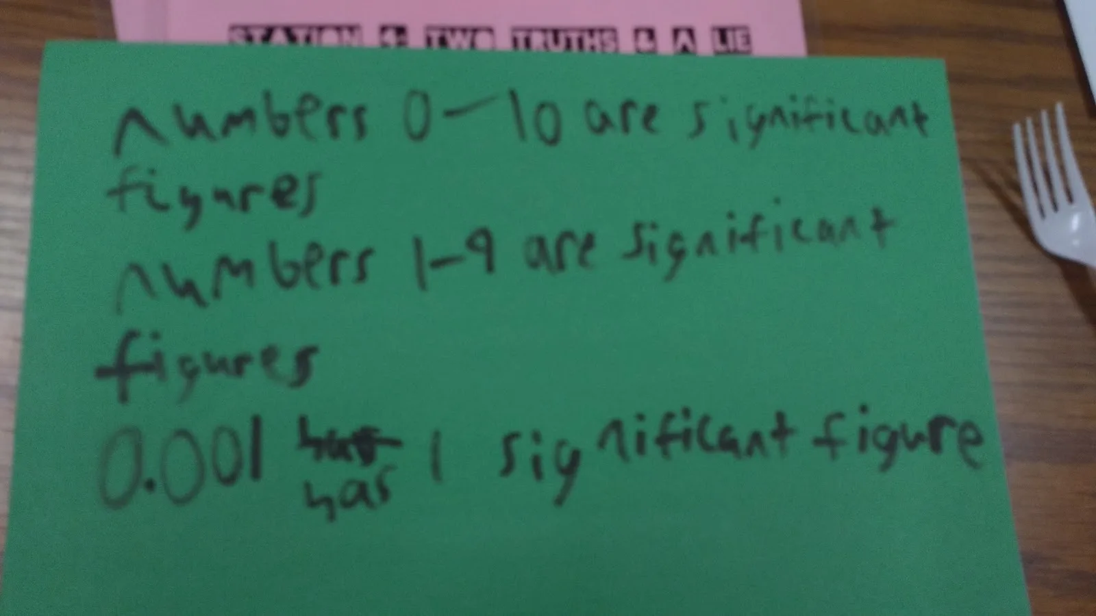student example of 2 truths and 1 lie for significant figures. 