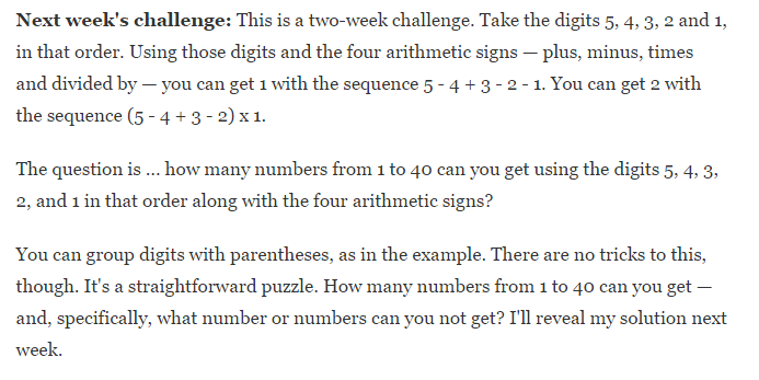 Screenshot of Will Shortz 5-4-3-2-1 Challenge. 