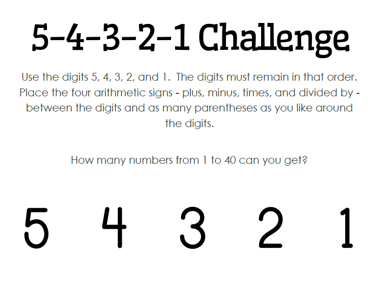 5-4-3-2-1 Challenge (NPR Sunday Puzzle by Will Shortz)