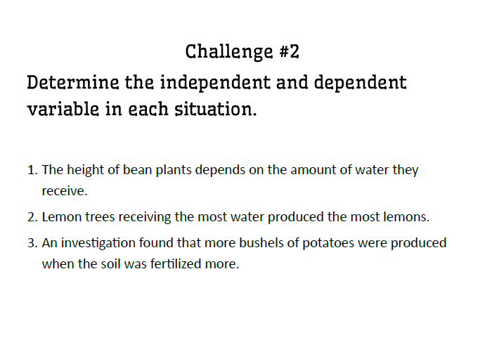 Independent vs Dependent Variables Review Game