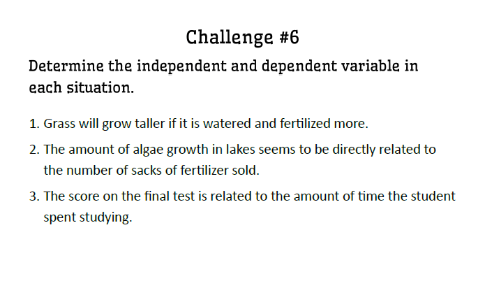 Independent vs Dependent Variables Review Game