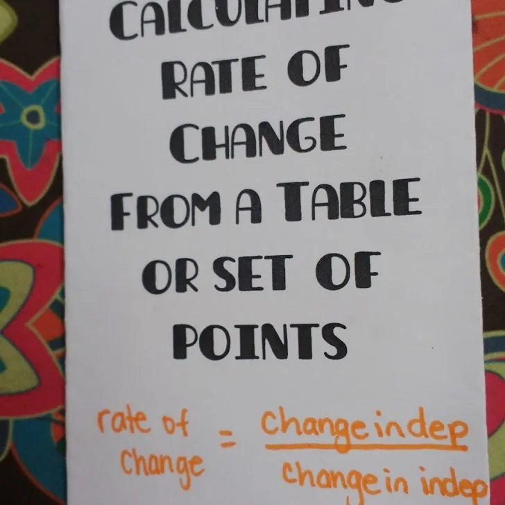 Calculating Rate of Change from a Table Practice Book.