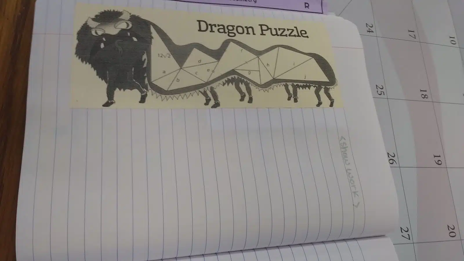 special right triangle dragon puzzle in interactive notebook. 