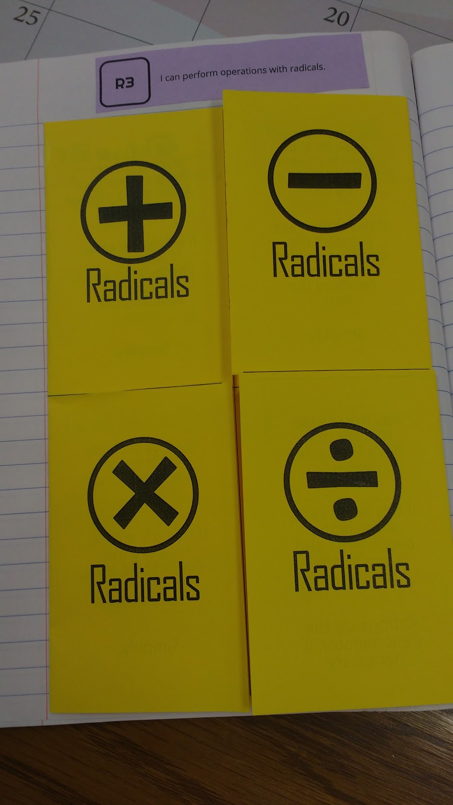 operations with radicals foldable