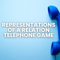 representations of a relation telephone game with a blue telephone handset