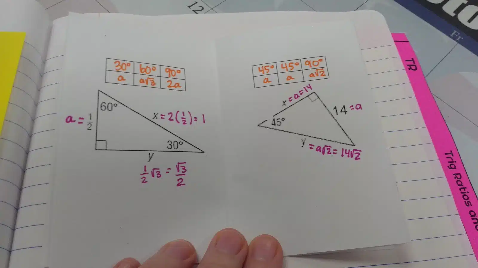 special right triangles practice book