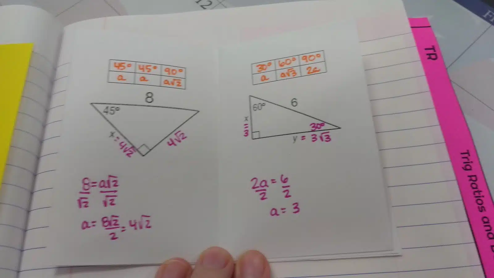 special right triangles practice book