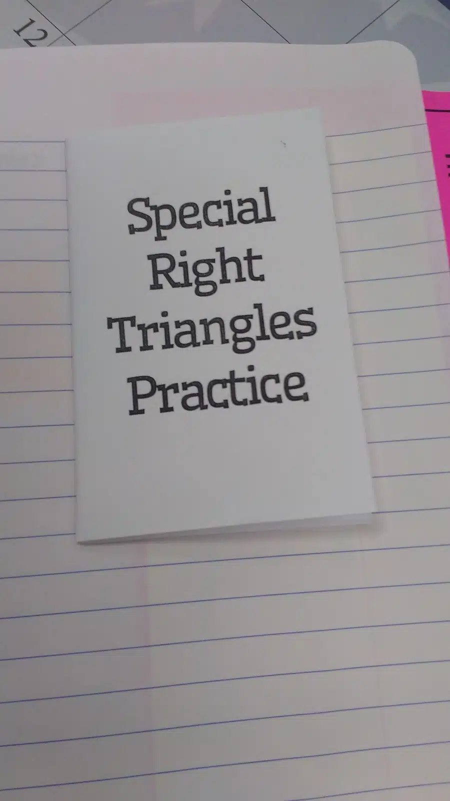 special right triangles practice book