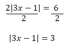 process of solving absolute value equation. 