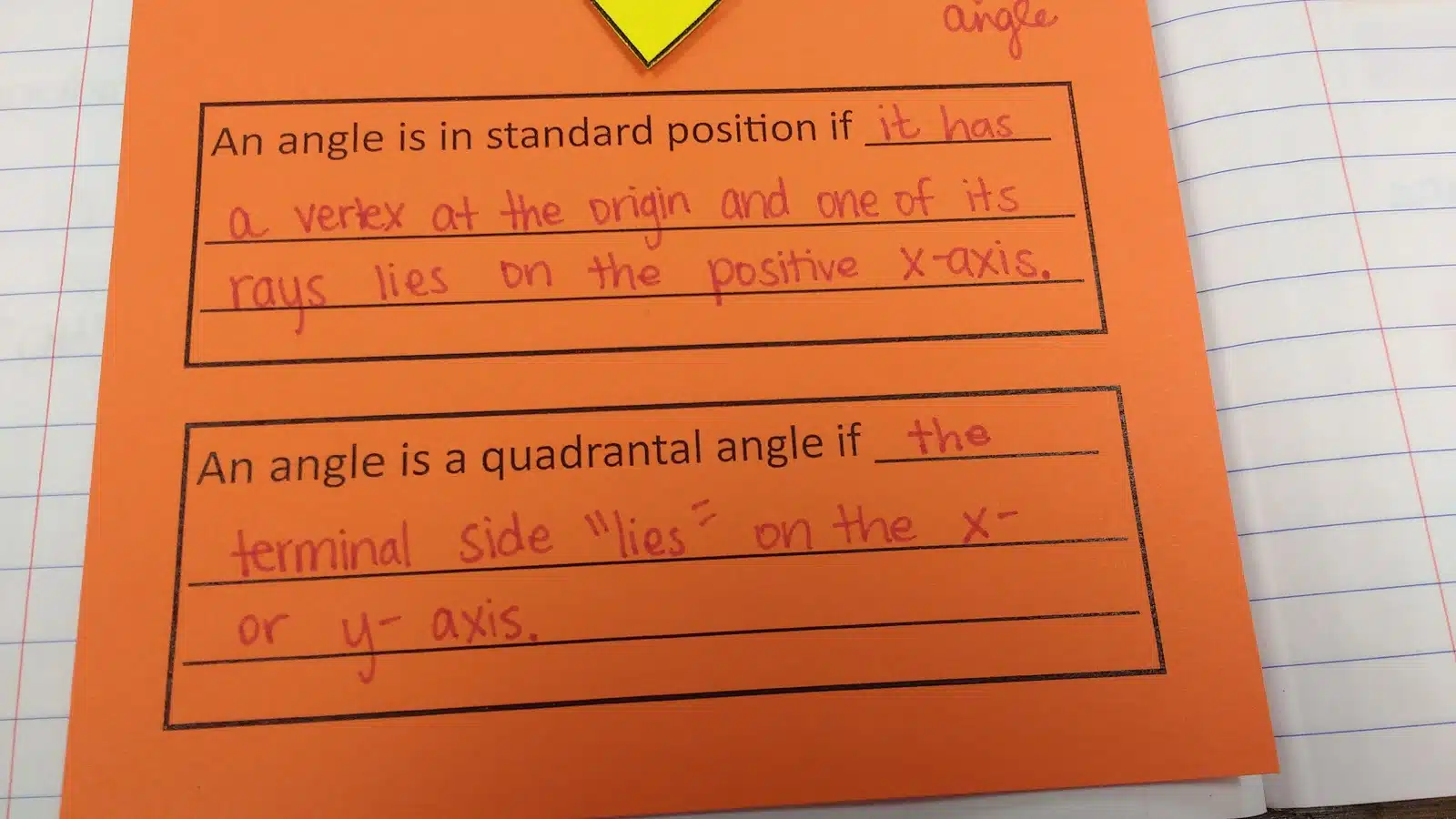 Angle Spinner for Sketching Angles in Standard Position