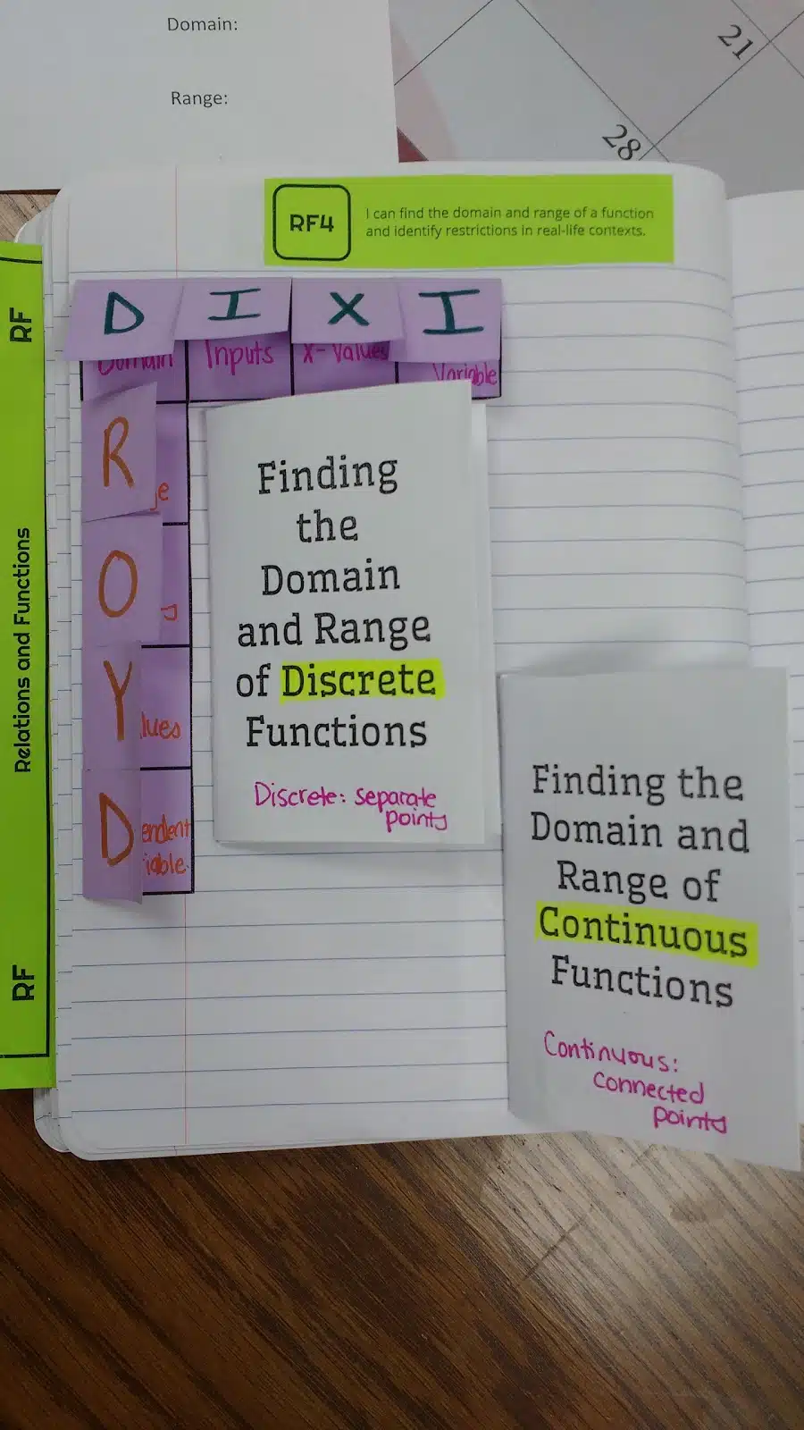 Domain and Range Foldables (DIXI ROYD)