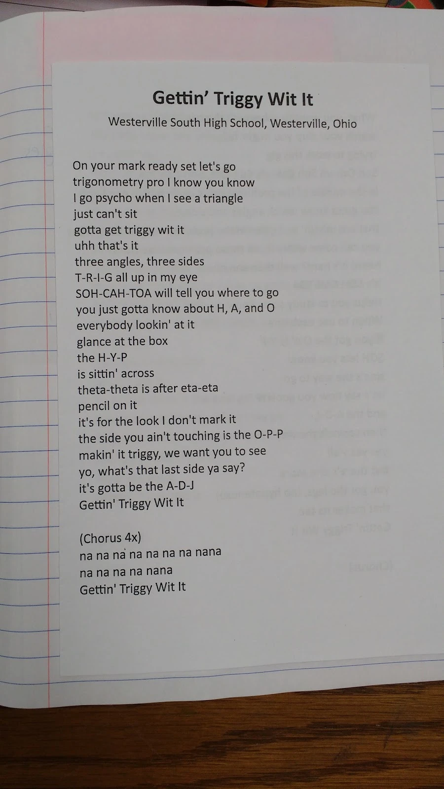 Gettin' Triggy Wit It  Lyrics in Interactive Notebook. 