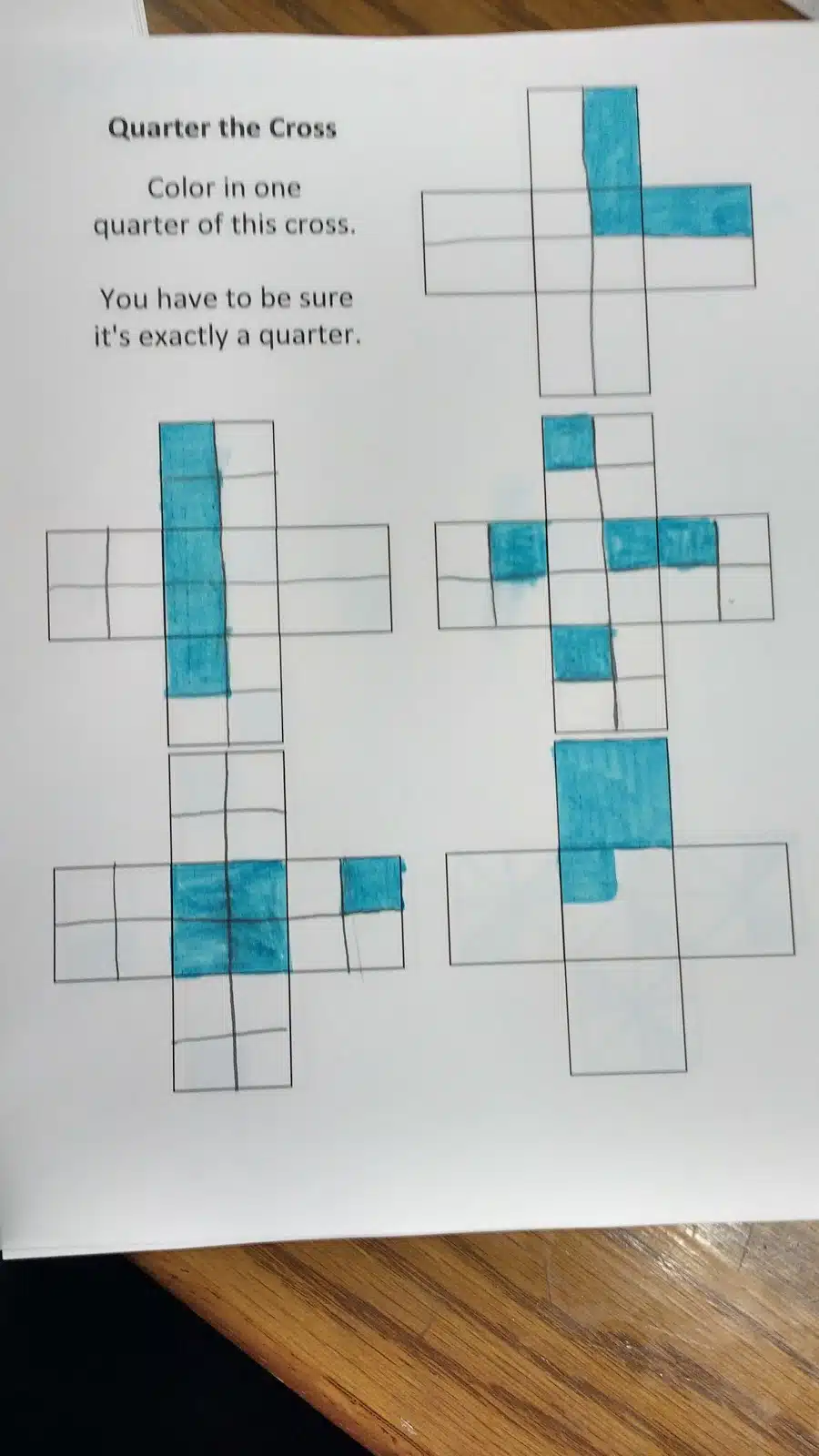 Quarter the Cross Fractions Activity