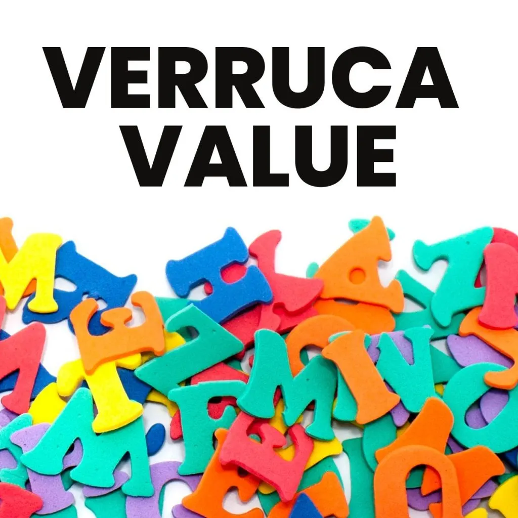 photograph of mixed letters with text "verruca value" 