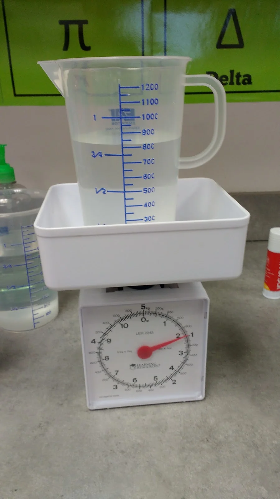 Water pitcher on scale