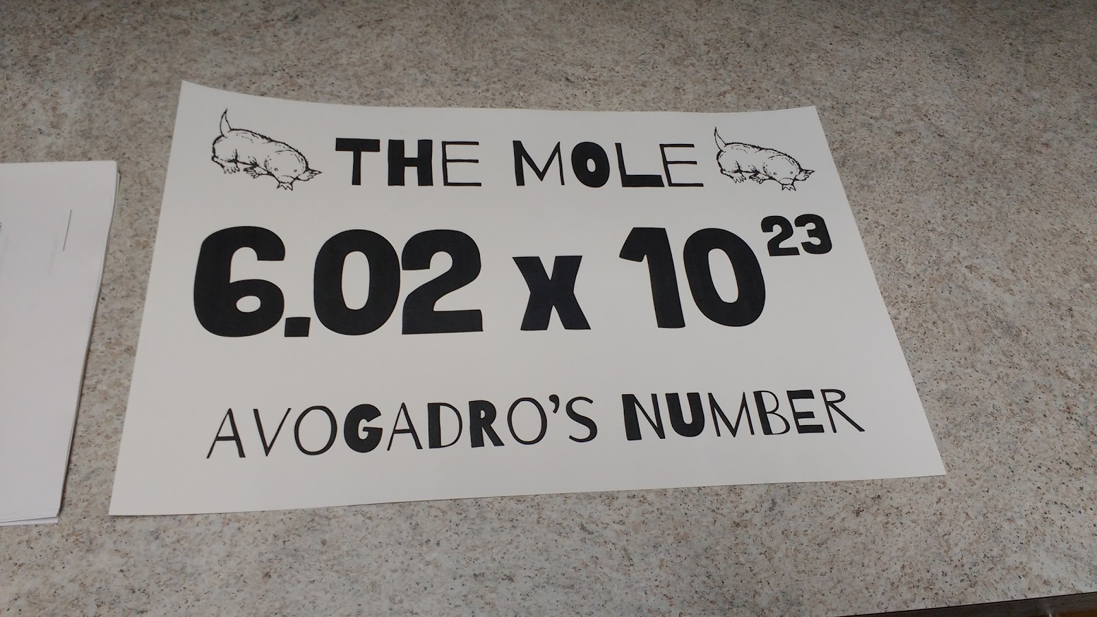 mole poster avogadro's number - decoration for high school physical science or chemistry classroom