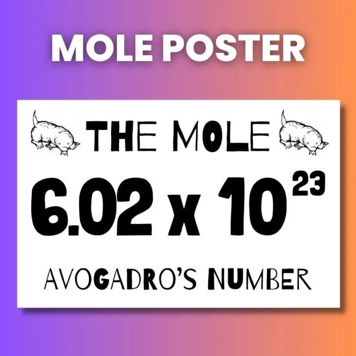 mole poster with avogadro's number