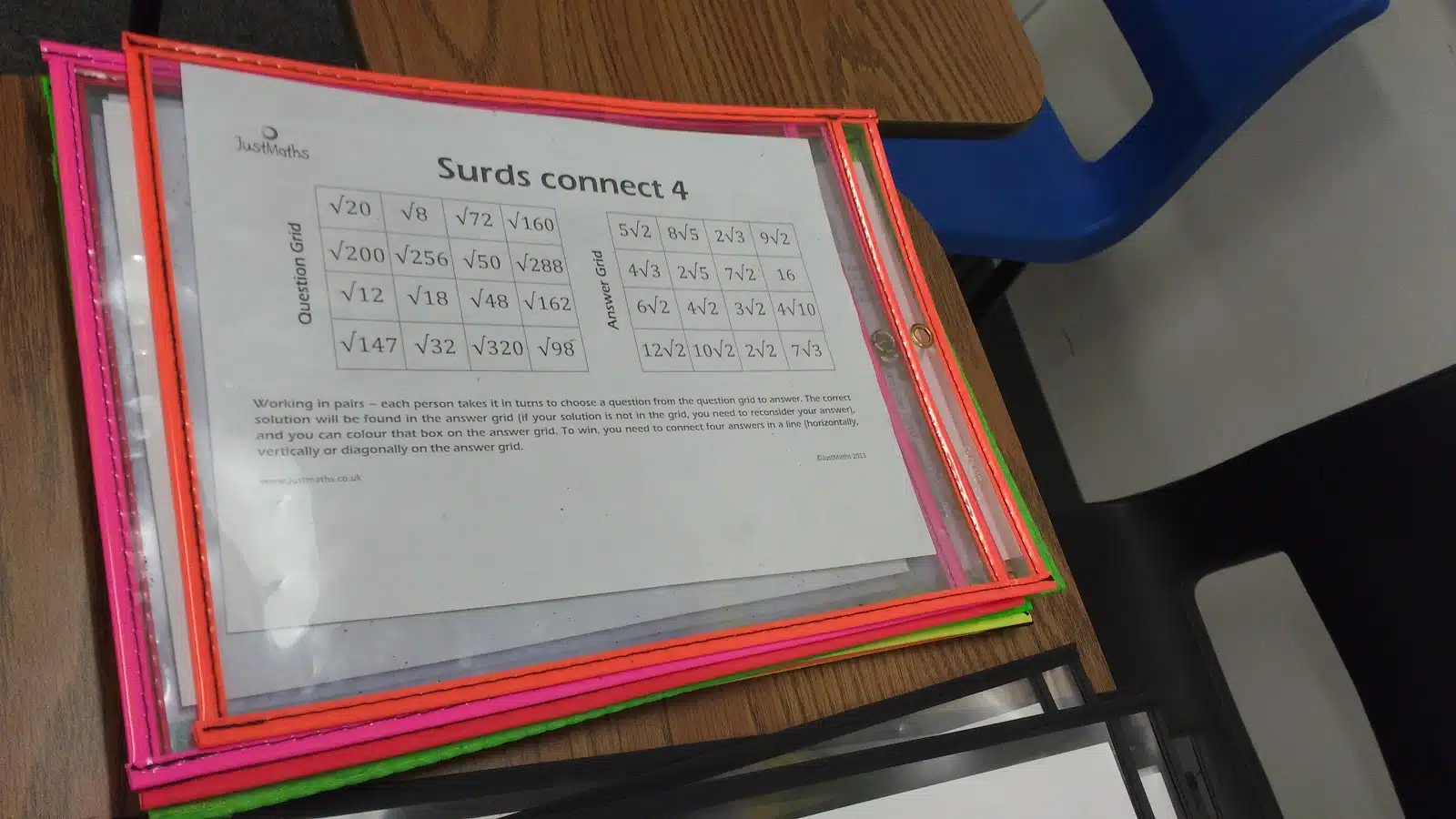 Surds Connect 4 Activity