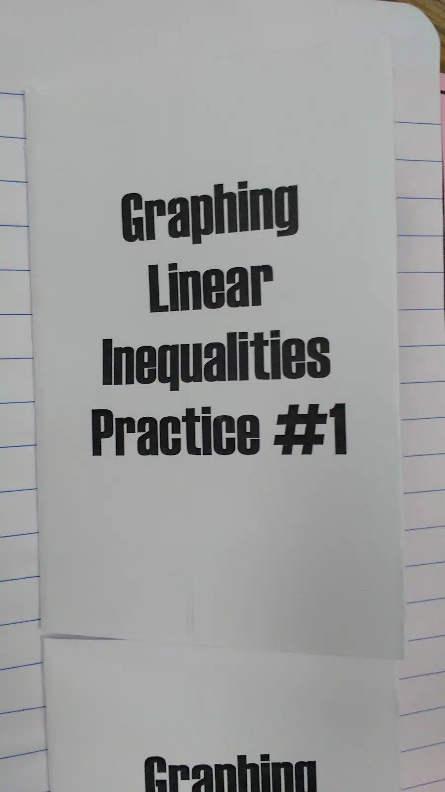 graphing linear inequalities practice book notes in interactive notebook. 