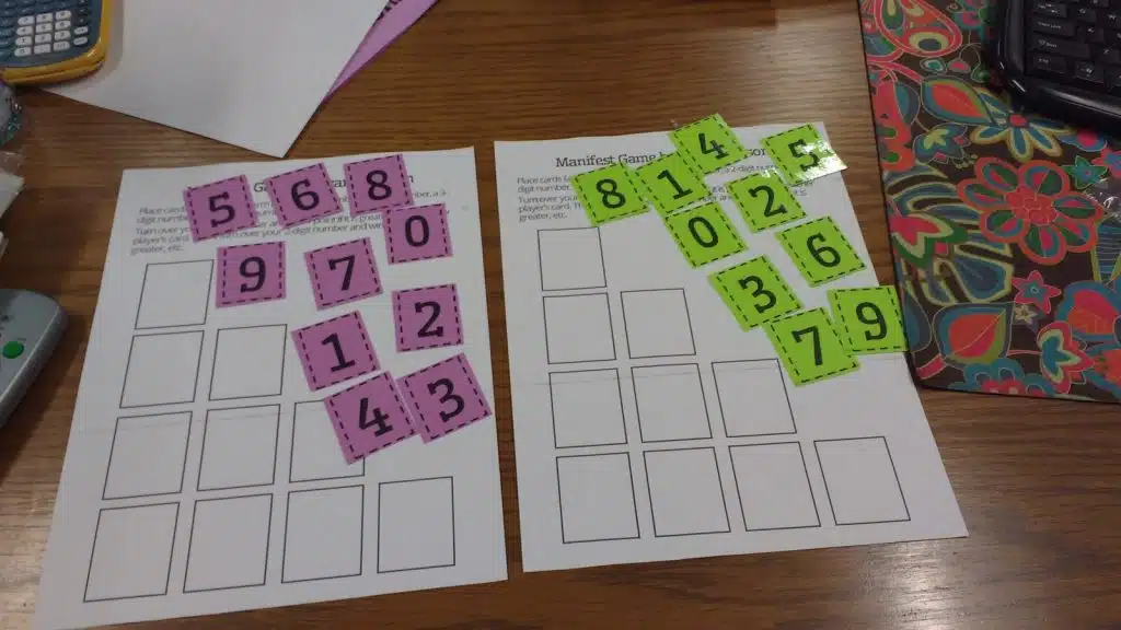 number cards for Manifest Game by Frank Tapson