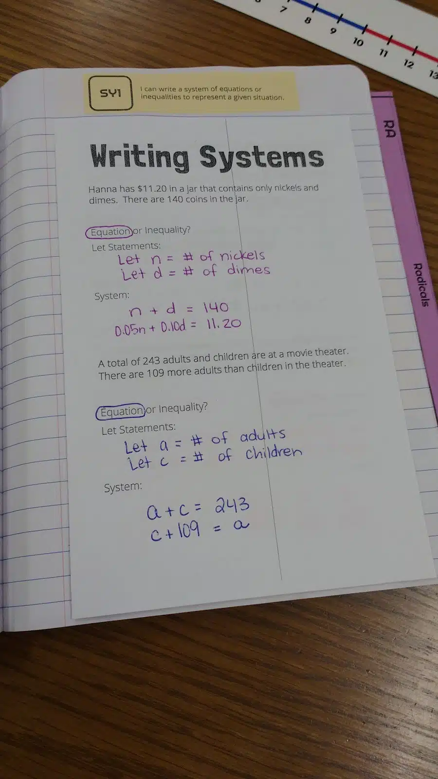Writing Systems of Equations Foldable