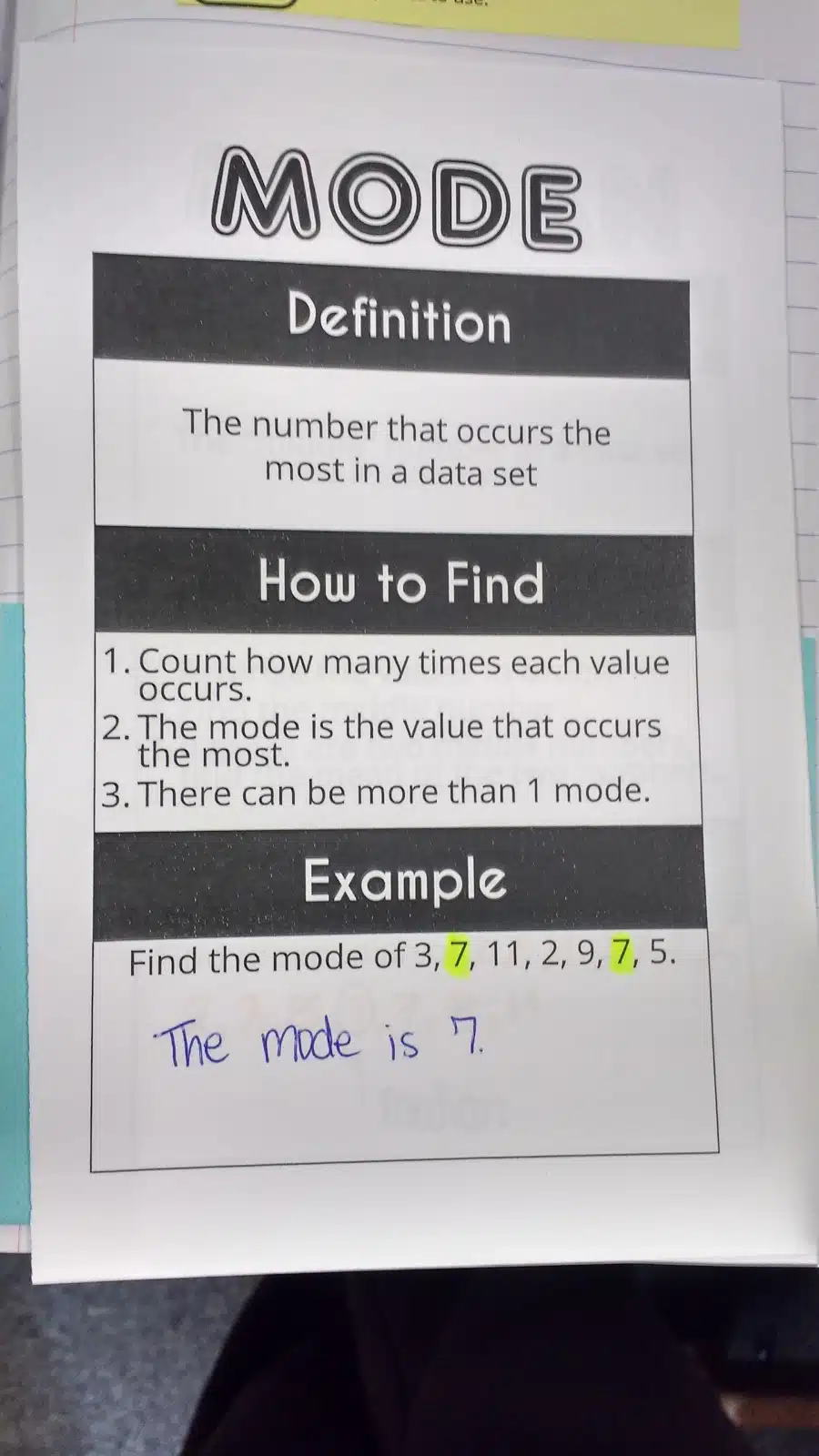 MODE - Measures of Central Tendency Graphic Organizers