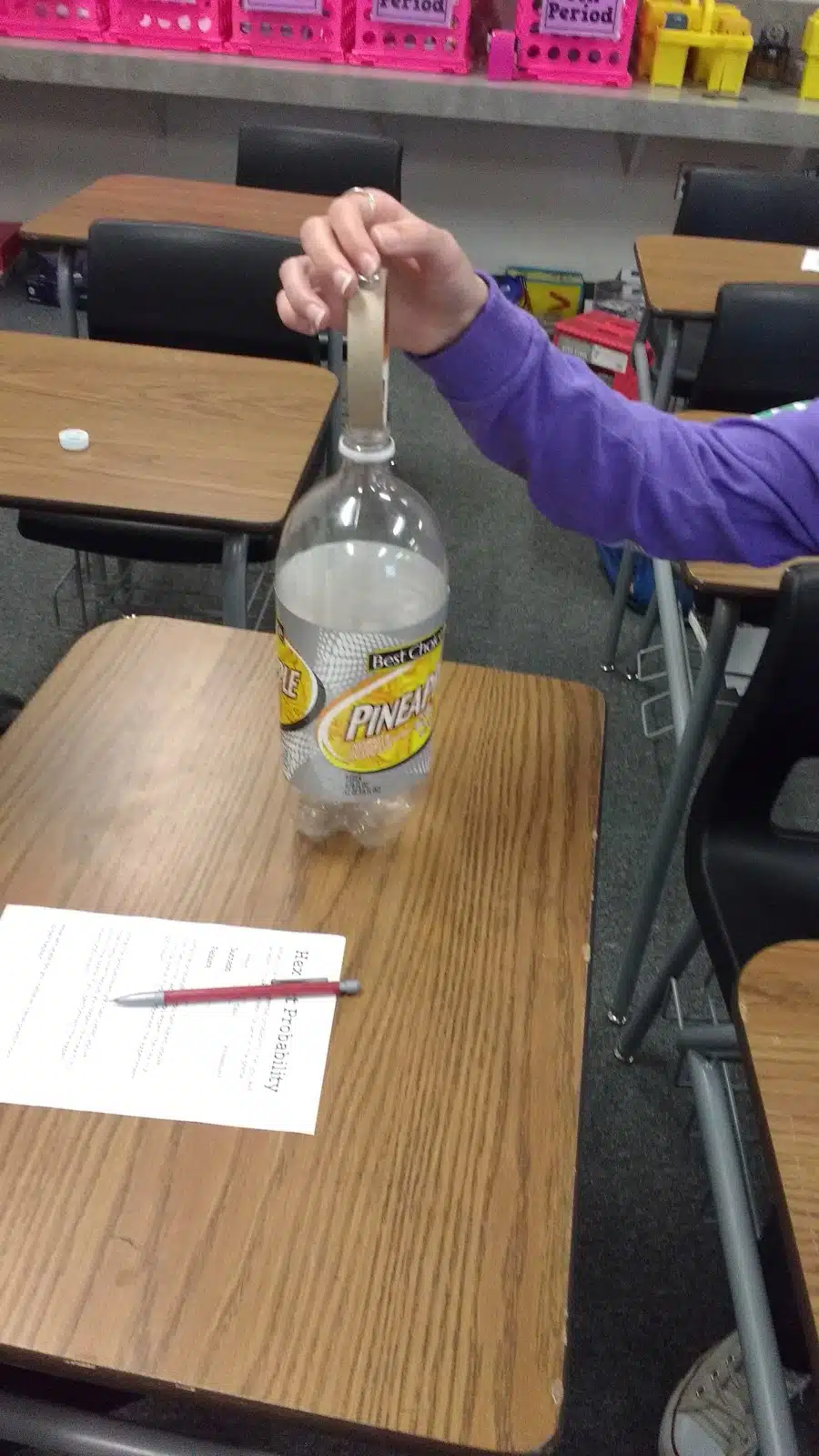 hex nut probability activity set-up. 