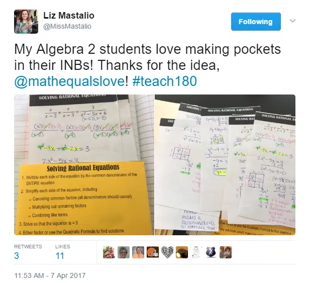 Interactive Notebook Pockets Tweet. 