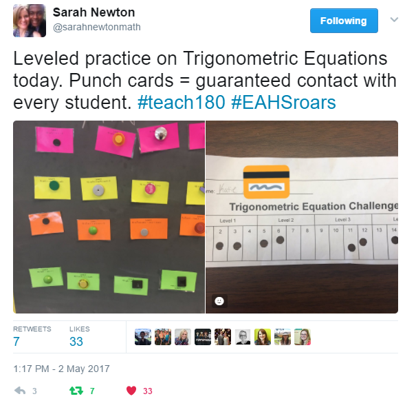 punch cards review challenge for trigonometry. 