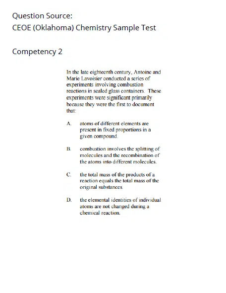 Chemistry OSAT Chemistry Certification Study Guide